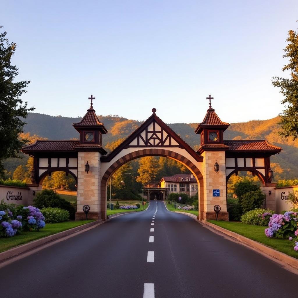 Pórtico de entrada de Gramado em estilo bávaro