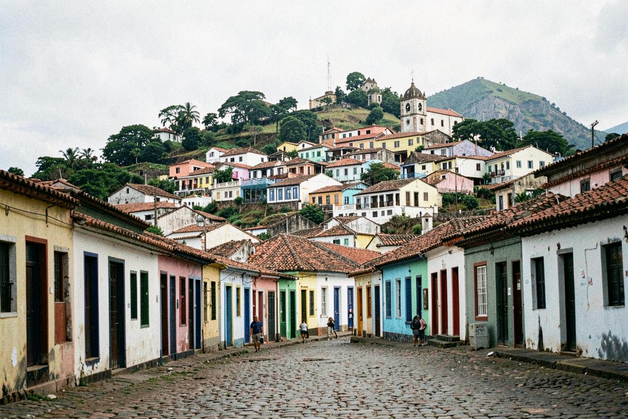 Casas coloridas e igreja no alto da Sé em Olinda