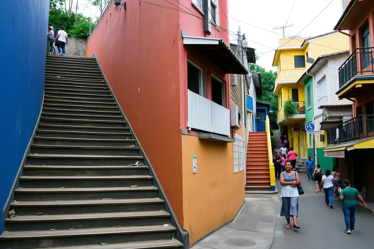 Ruas coloridas de Santa Teresa no Rio de Janeiro