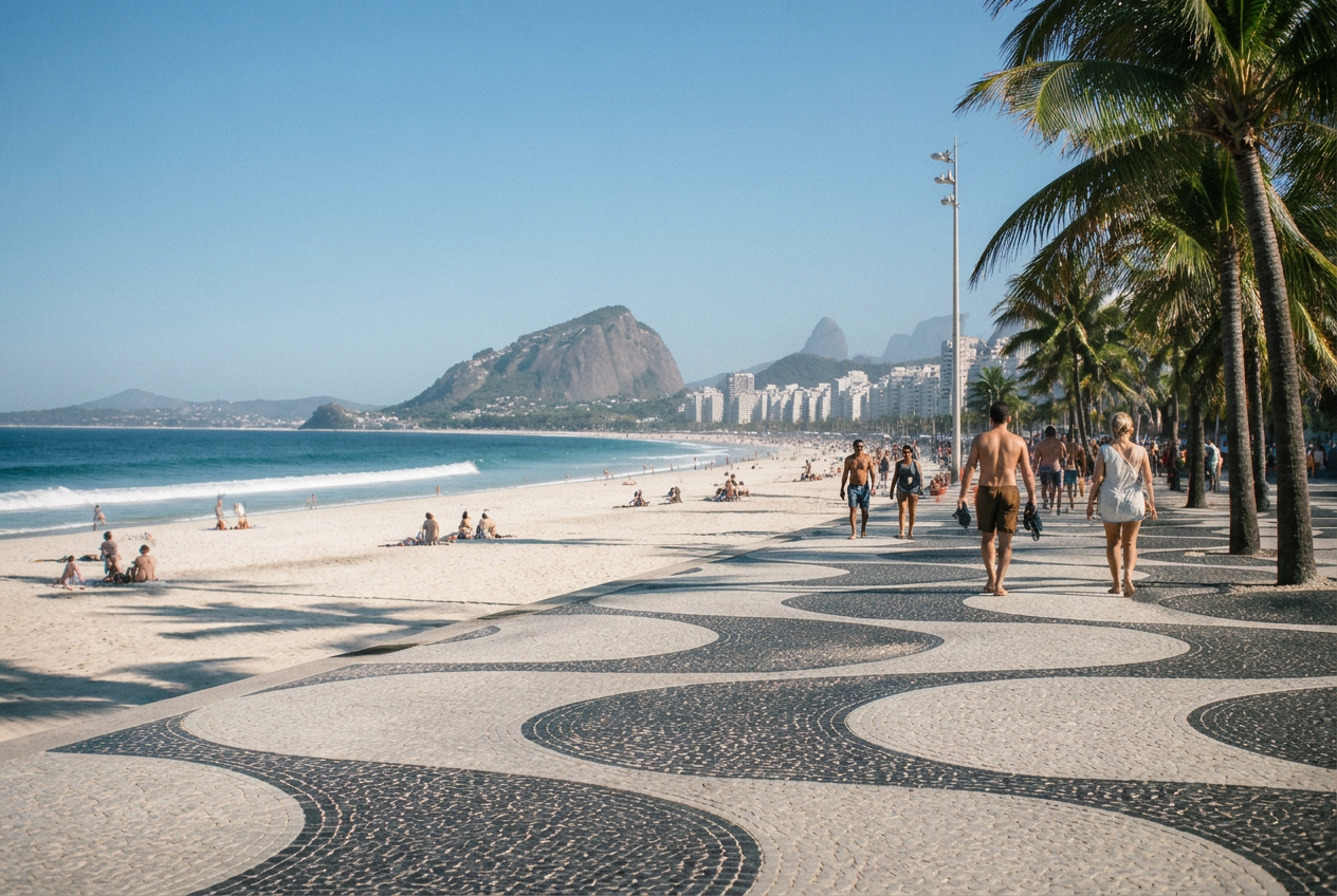 Orla e calçadão de Copacabana no Rio de Janeiro