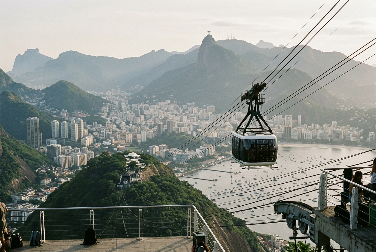 Bondinho do Pão de Açúcar com vista panorâmica do Rio de Janeiro