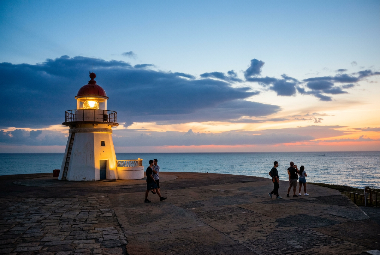 Farol da Barra em Salvador ao pôr do sol