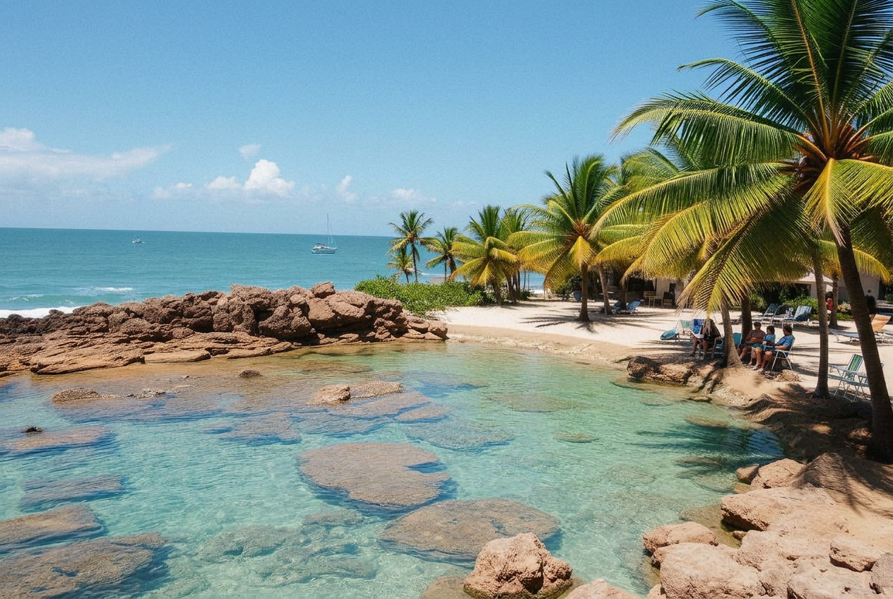 Piscinas naturais da Praia do Forte na Bahia